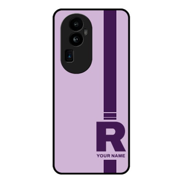 Oppo Reno 10 Pro Plus 5G Photo Printing on Glass Case - Simple dual tone stripe with name Design