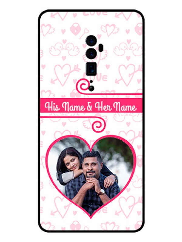 Custom Reno 10x zoom Personalized Glass Phone Case  - Heart Shape Love Design
