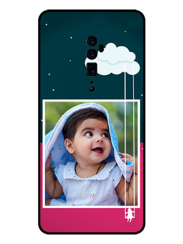 Custom Reno 10x zoom Custom Glass Phone Case  - Cute Girl with Cloud Design