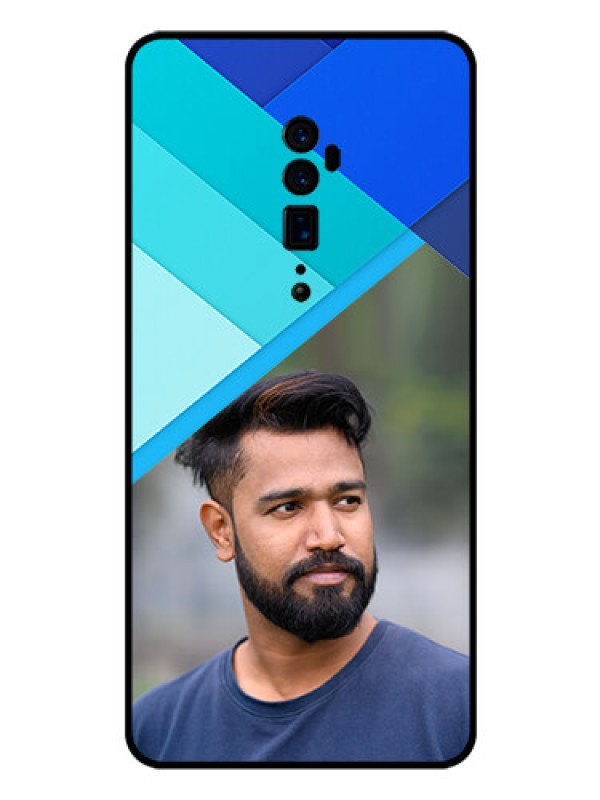 Custom Reno 10x zoom Custom Glass Phone Case  - Blue Pattern Design