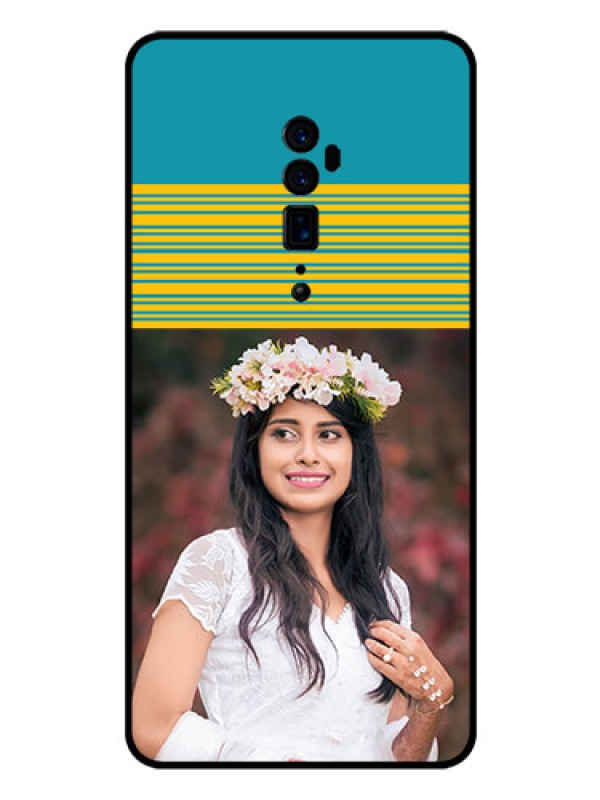 Custom Reno 10x zoom Custom Glass Phone Case  - Yellow & Blue Design 