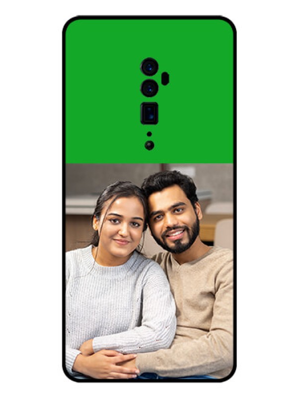 Custom Reno 10x zoom Personalized Glass Phone Case  - Green Pattern Design