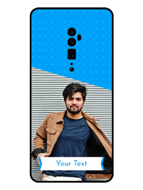 Custom Reno 10x zoom Photo Printing on Glass Case  - Simple Blue Color Design