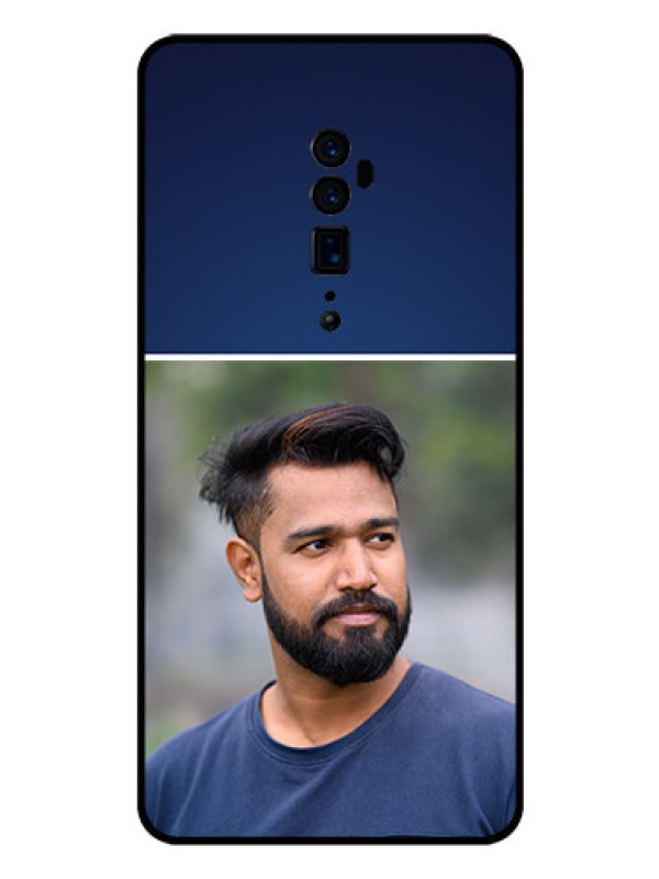 Custom Reno 10x zoom Personalized Glass Phone Case  - Simple Royal Blue Design