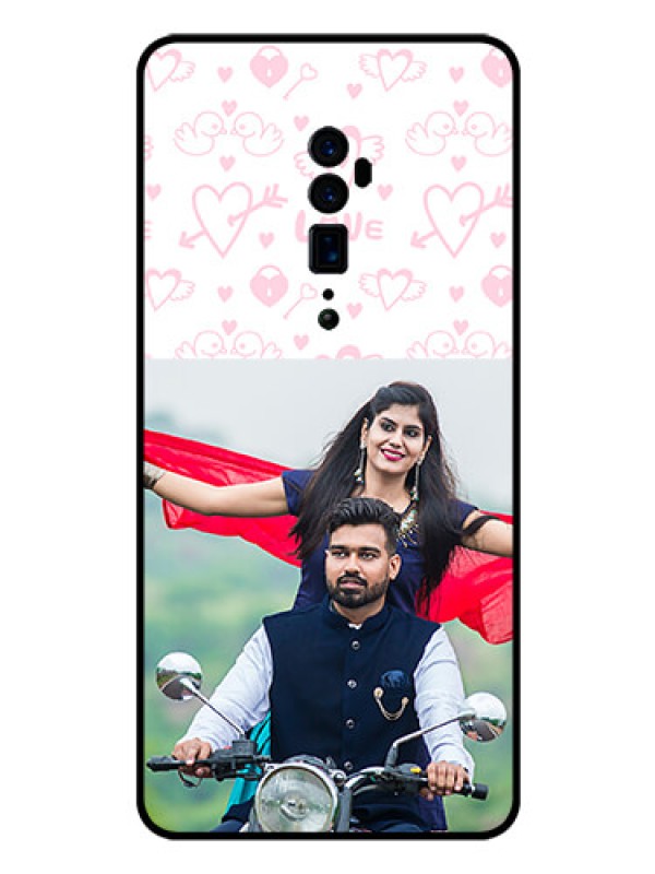 Custom Reno 10x zoom Custom Glass Mobile Case  - Pink Flying Heart Design