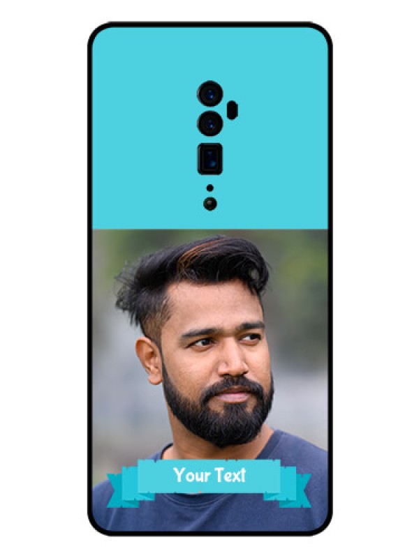 Custom Reno 10x zoom Personalized Glass Phone Case  - Simple Blue Color Design