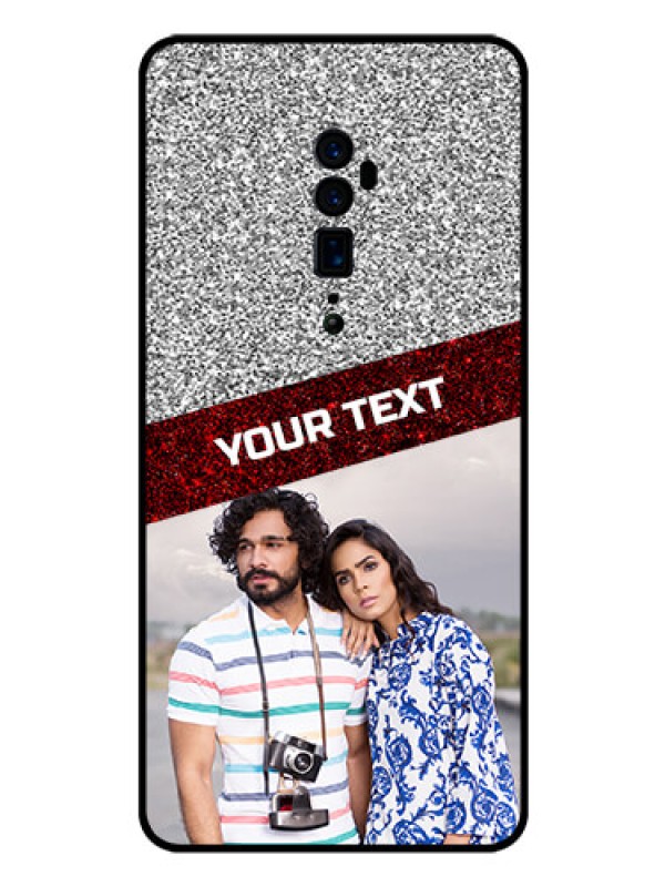 Custom Reno 10x zoom Personalized Glass Phone Case  - Image Holder with Glitter Strip Design