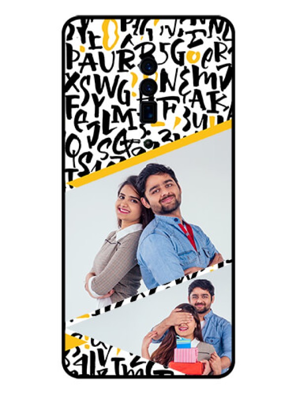 Custom Reno 10x zoom Custom Glass Mobile Case  - Letters Pattern Design