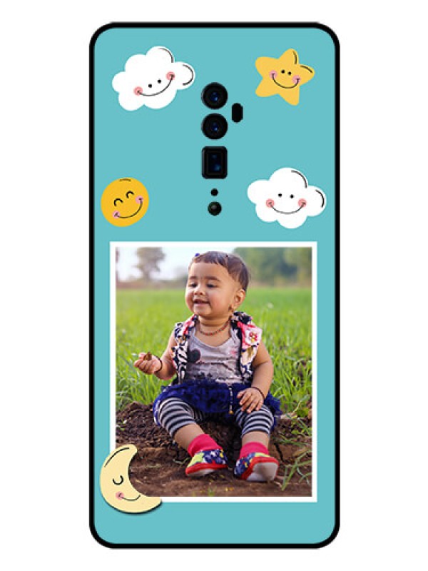 Custom Reno 10x zoom Personalized Glass Phone Case  - Smiley Kids Stars Design