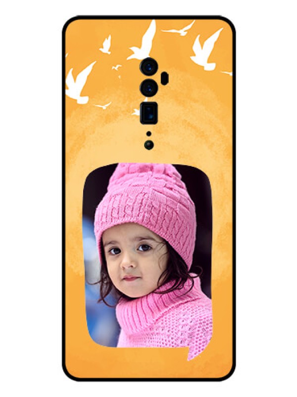 Custom Reno 10x zoom Personalized Glass Phone Case  - Water Color Design with Bird Icons