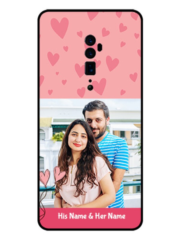 Custom Reno 10x zoom Personalized Glass Phone Case  - Love Design Peach Color