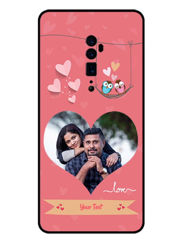 Custom Reno 10x zoom Personalized Glass Phone Case  - Peach Color Love Design 