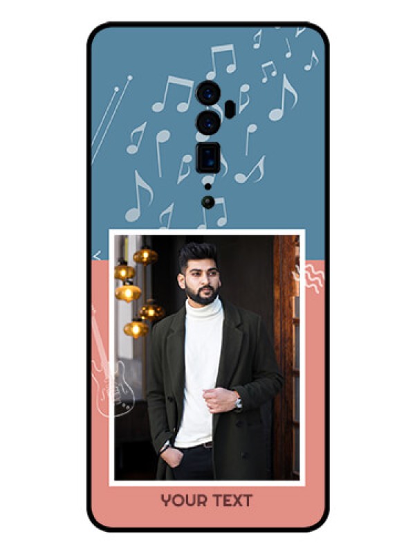 Custom Reno 10x zoom Photo Printing on Glass Case  - with Color Musical Note Design