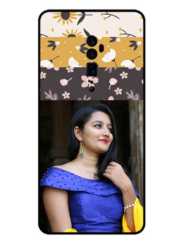 Custom Reno 10x zoom Custom Glass Phone Case  - Stylish Floral Design