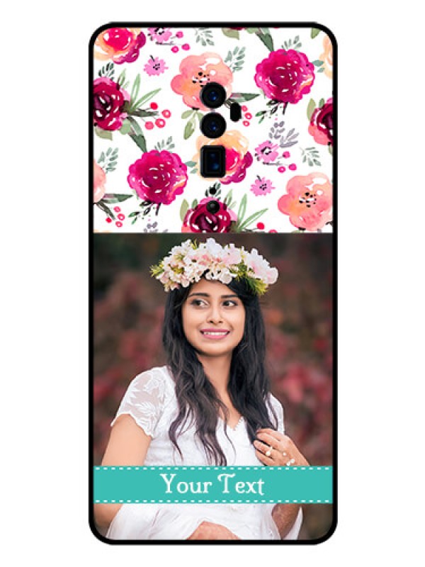 Custom Reno 10x zoom Custom Glass Phone Case  - Watercolor Floral Design