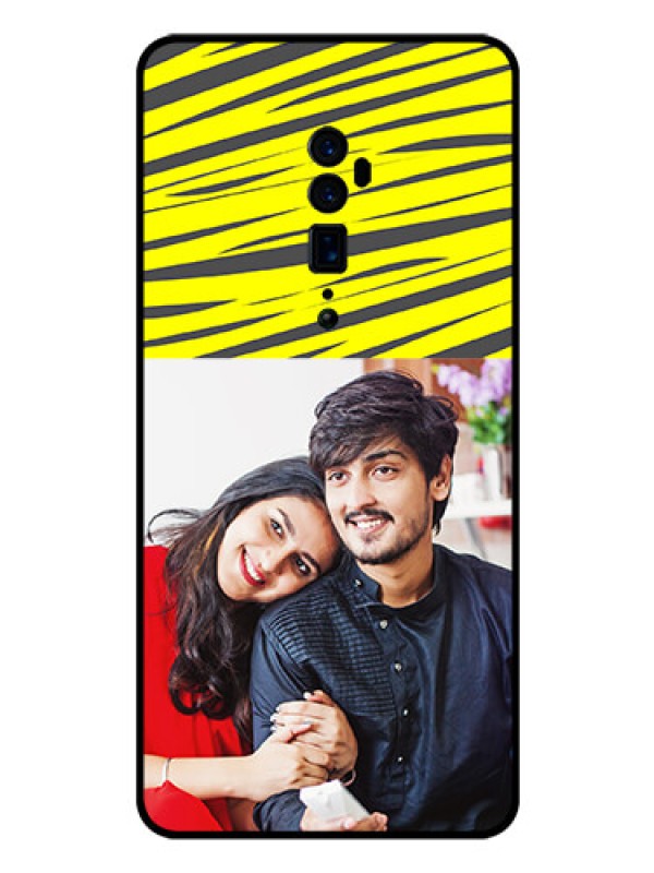 Custom Reno 10x zoom Photo Printing on Glass Case  - Yellow Abstract Design