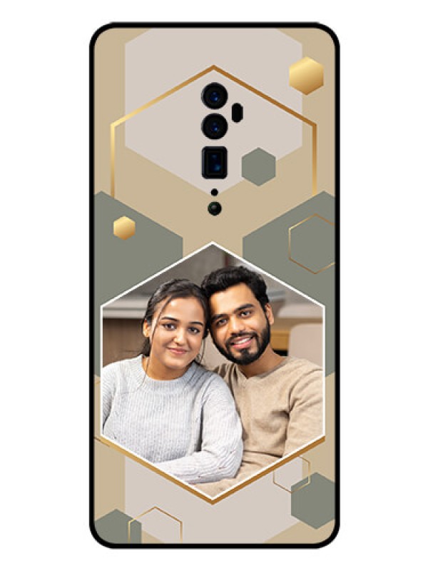 Custom Oppo Reno 10X Zoom Photo Printing on Glass Case - Stylish Hexagon Pattern Design