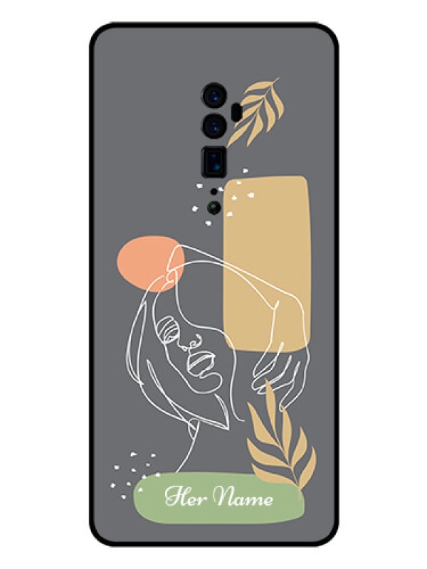 Custom Oppo Reno 10X Zoom Custom Glass Phone Case - Gazing Woman line art Design
