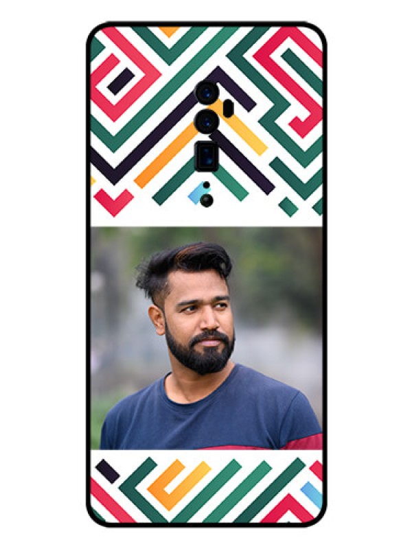 Custom Oppo Reno 10X Zoom Personalized Glass Phone Case - Colorful Maze Pattern Design