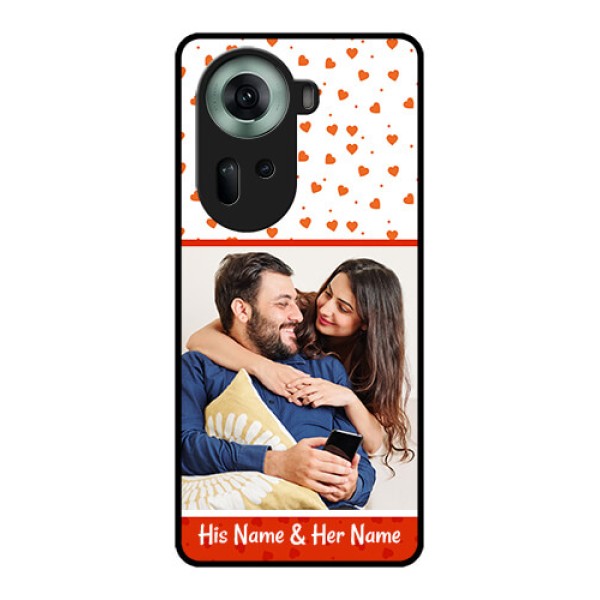 Oppo Reno 11 5G Custom Glass Phone Case - Orange Love Symbol Design Oppo Reno 11 5G Custom Glass Phone Case - Orange Love Symbol Design