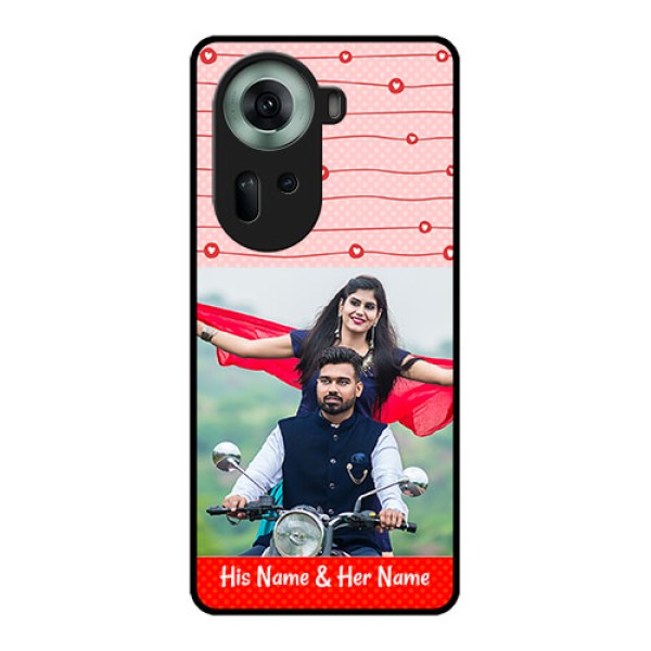 Oppo Reno 11 5G Custom Glass Phone Case - Red Pattern Case Design