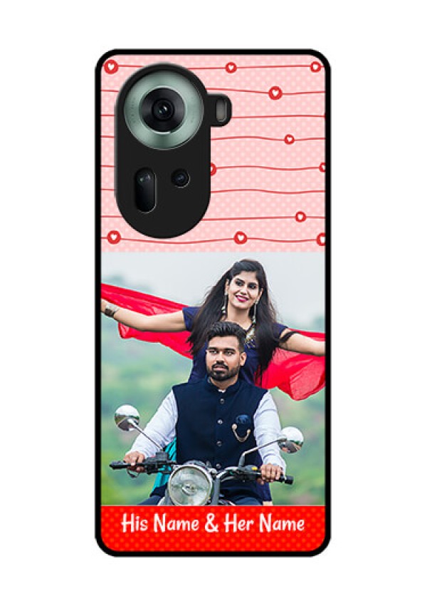 Oppo Reno 11 5G Custom Glass Phone Case - Red Pattern Case Design