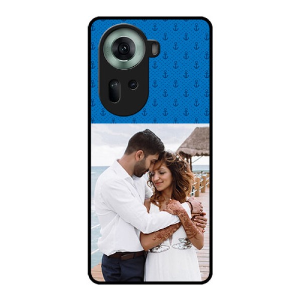 Oppo Reno 11 5G Custom Glass Phone Case - Blue Anchors Design