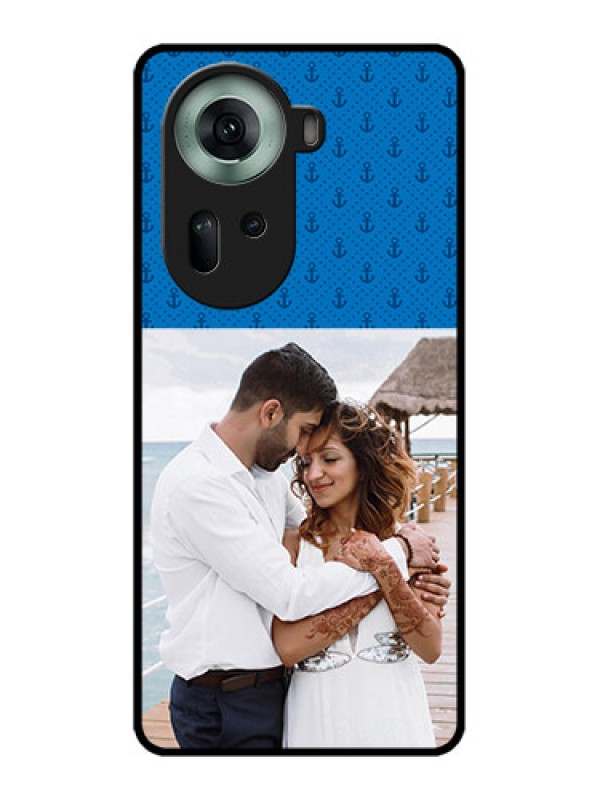 Custom Oppo Reno 11 5G Custom Glass Phone Case - Blue Anchors Design