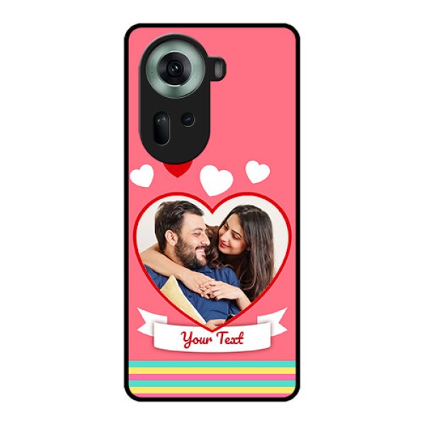 Oppo Reno 11 5G Custom Glass Phone Case - Love Shapes Doodle Design
