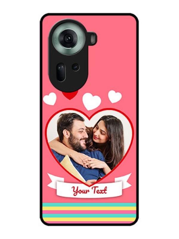 Custom Oppo Reno 11 5G Custom Glass Phone Case - Love Shapes Doodle Design