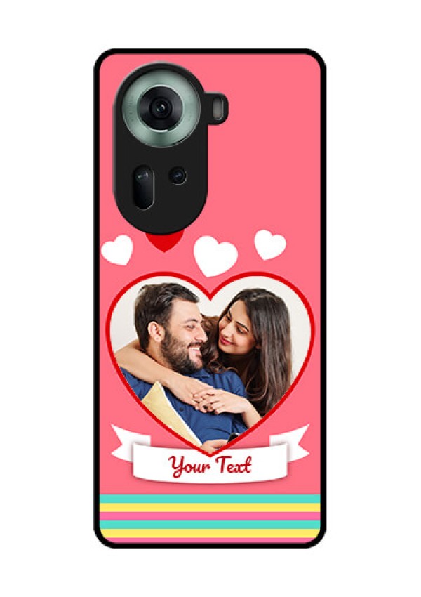 Oppo Reno 11 5G Custom Glass Phone Case - Love Shapes Doodle Design