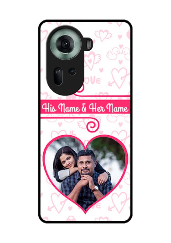 Oppo Reno 11 5G Custom Glass Phone Case - Heart Shape Love Design