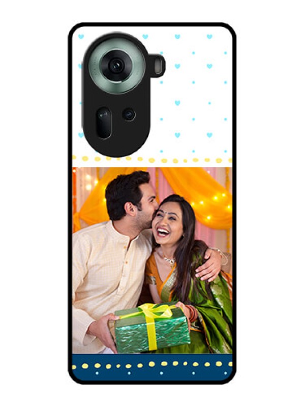 Custom Oppo Reno 11 5G Custom Glass Phone Case - White And Blue Abstract Design