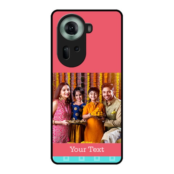 Oppo Reno 11 5G Custom Glass Phone Case - Peach & Blue Color Design