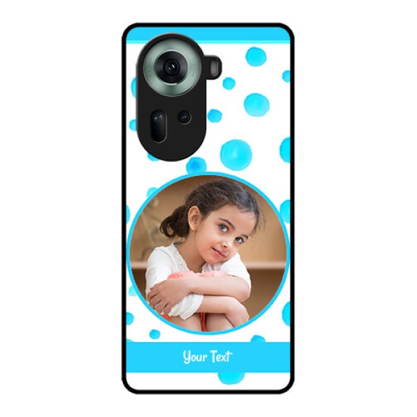 Oppo Reno 11 5G Custom Glass Phone Case - Blue Bubbles Pattern Design