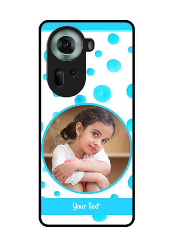 Oppo Reno 11 5G Custom Glass Phone Case - Blue Bubbles Pattern Design
