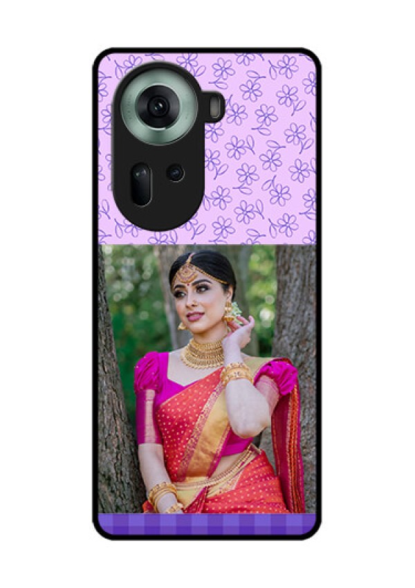Oppo Reno 11 5G Custom Glass Phone Case - Purple Floral Design