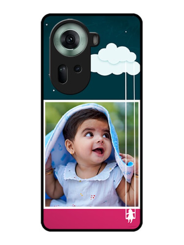 Custom Oppo Reno 11 5G Custom Glass Phone Case - Cute Girl With Cloud Design