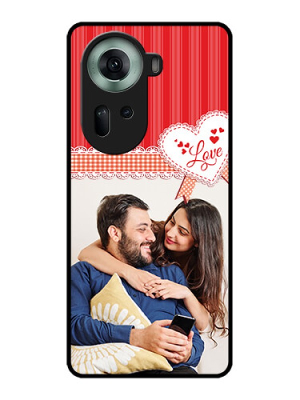 Custom Oppo Reno 11 5G Custom Glass Phone Case - Red Love Pattern Design