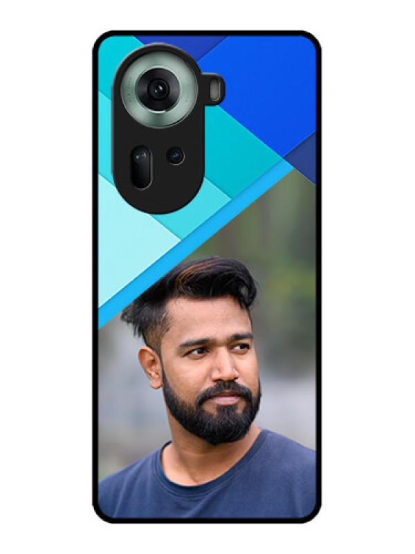 Custom Oppo Reno 11 5G Custom Glass Phone Case - Blue Pattern Design