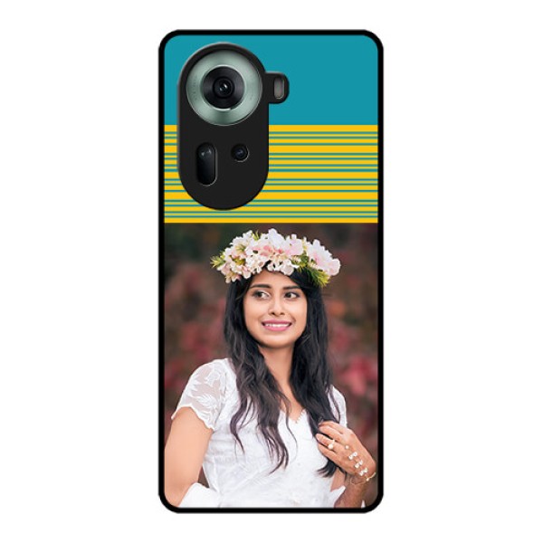 Oppo Reno 11 5G Custom Glass Phone Case - Yellow & Blue Design