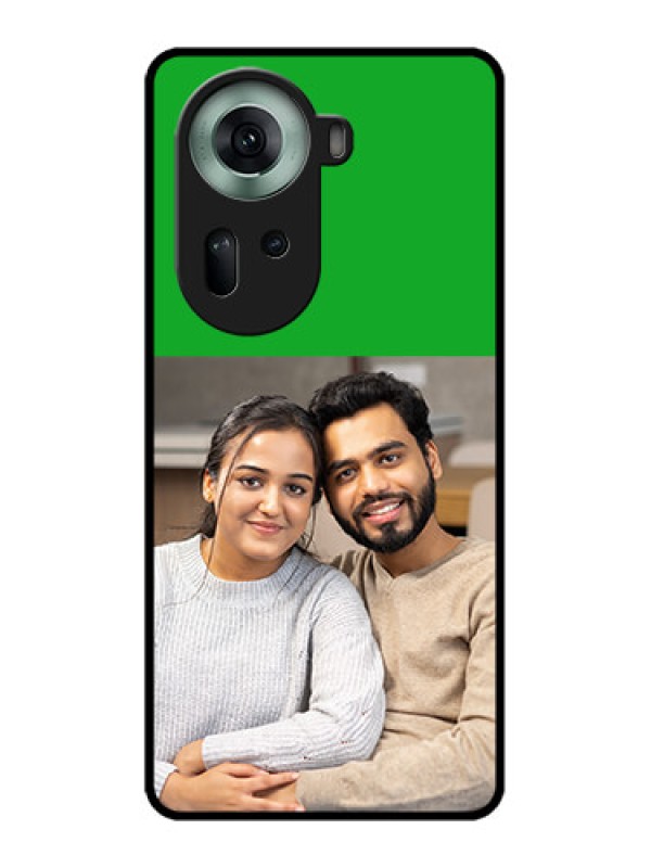 Custom Oppo Reno 11 5G Custom Glass Phone Case - Green Pattern Design