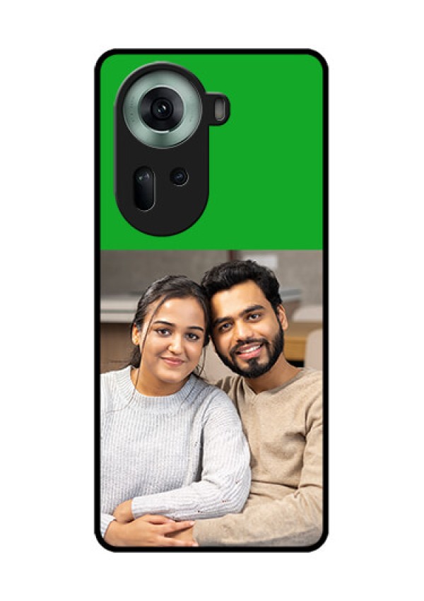 Oppo Reno 11 5G Custom Glass Phone Case - Green Pattern Design