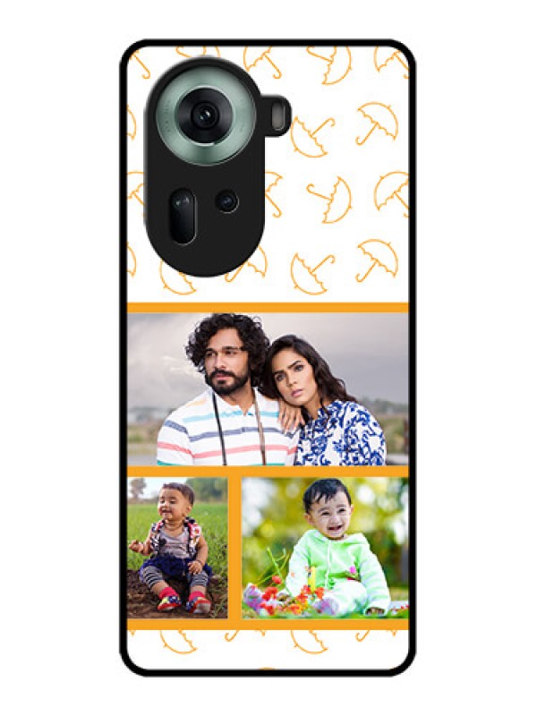 Custom Oppo Reno 11 5G Custom Glass Phone Case - Yellow Pattern Design