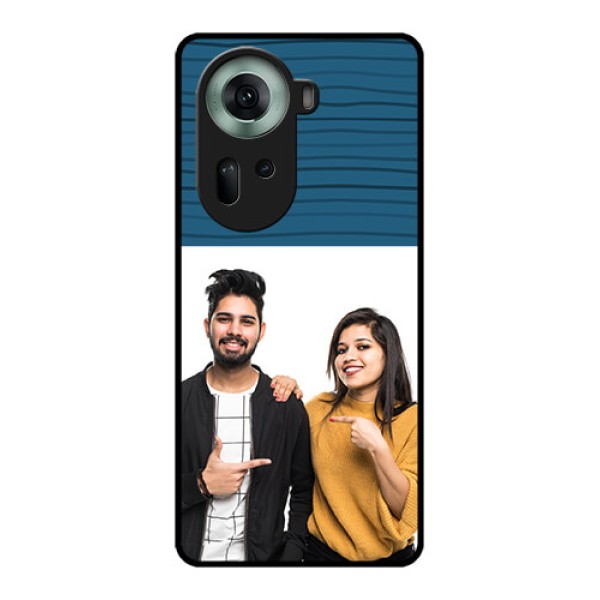 Oppo Reno 11 5G Custom Glass Phone Case - Blue Pattern Cover Design Oppo Reno 11 5G Custom Glass Phone Case - Blue Pattern Cover Design