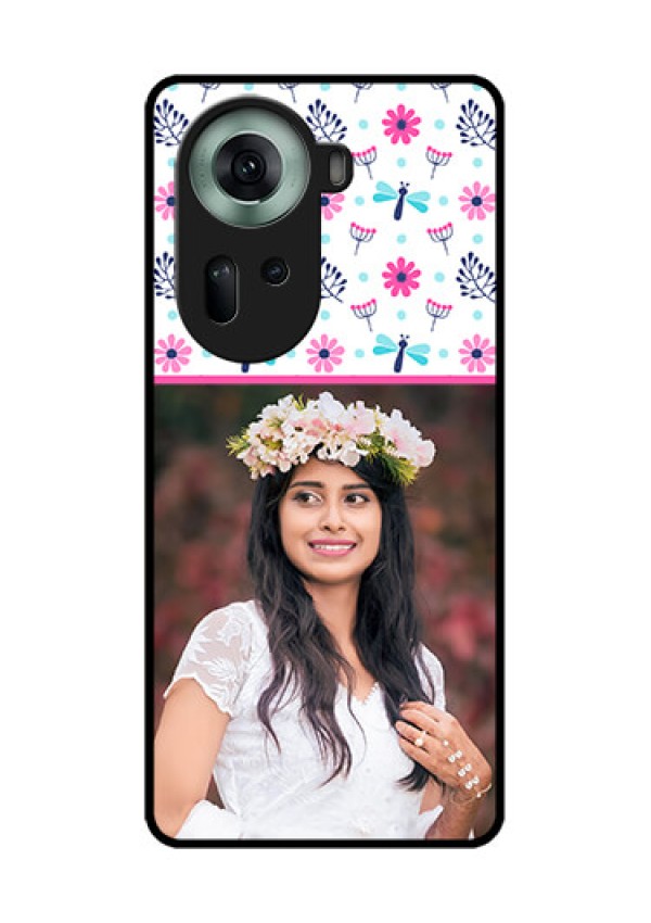 Oppo Reno 11 5G Custom Glass Phone Case - Colorful Flower Design