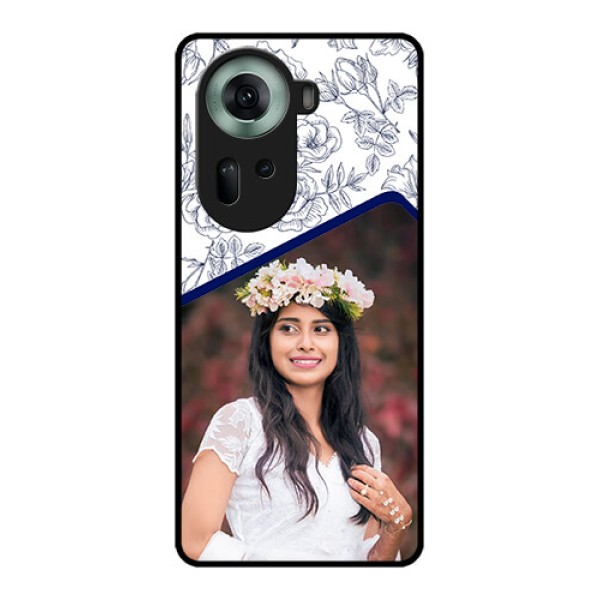 Oppo Reno 11 5G Custom Glass Phone Case - Classy Floral Design