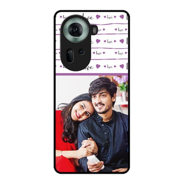 Oppo Reno 11 5G Custom Glass Phone Case - Couples Heart Design