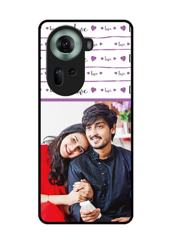 Oppo Reno 11 5G Custom Glass Phone Case - Couples Heart Design