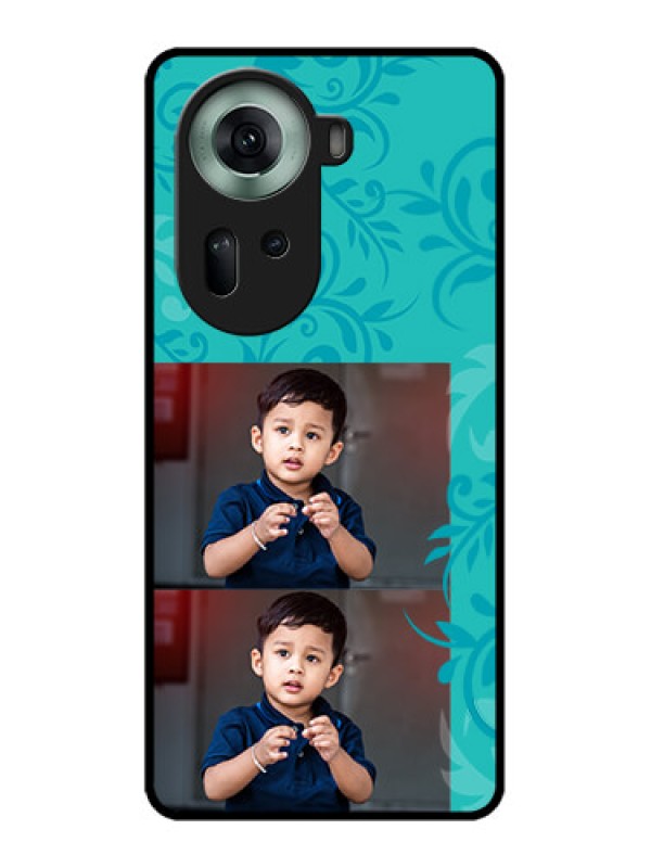 Custom Oppo Reno 11 5G Custom Glass Phone Case - With Photo And Green Floral Design